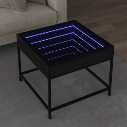 Sonata H Маса за кафе с Infinity LED черна 50x50x41 см - Măsuțe de living
