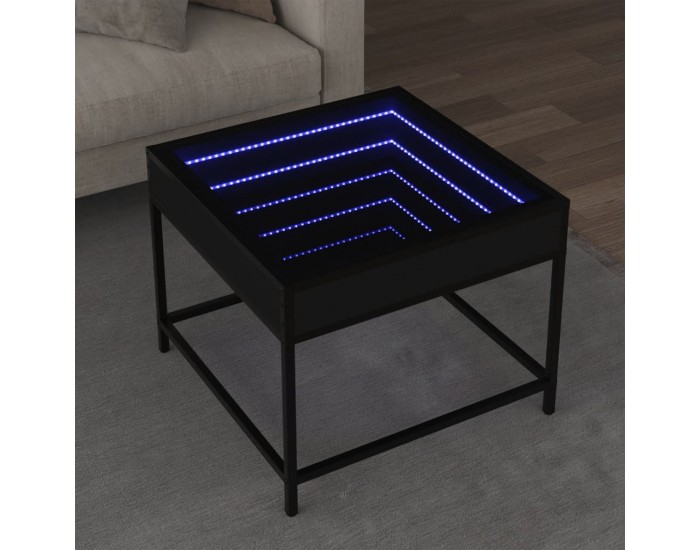 Sonata H Маса за кафе с Infinity LED черна 50x50x41 см