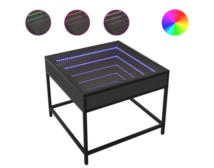 Sonata H Маса за кафе с Infinity LED черна 50x50x41 см