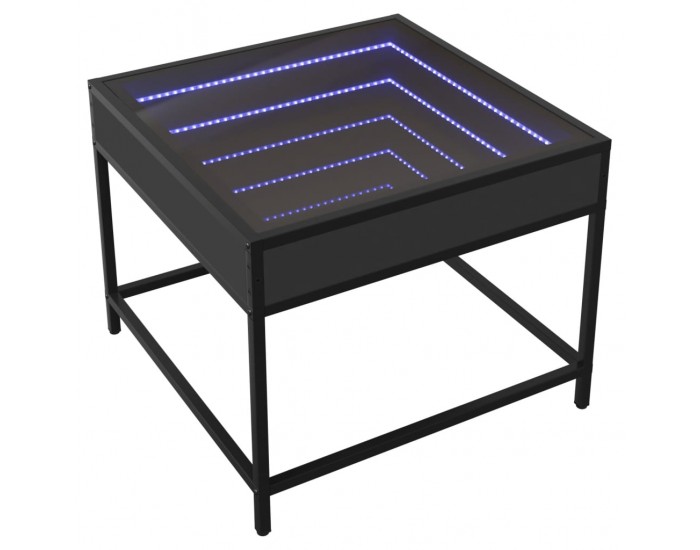Sonata H Маса за кафе с Infinity LED черна 50x50x41 см