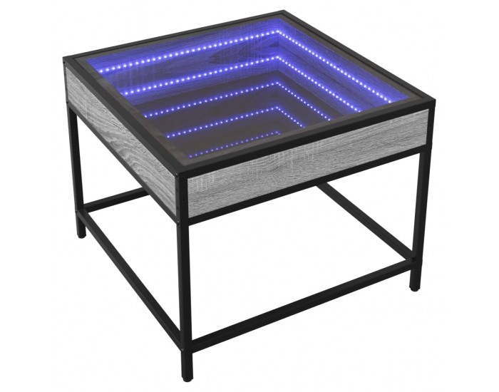 Sonata H Маса за кафе с Infinity LED, сив сонома, 50x50x41 см