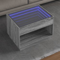 Sonata H Маса за кафе с Infinity LED, сив сонома, 70x50x50 см - Măsuțe de living