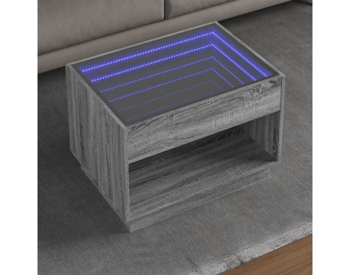Sonata H Маса за кафе с Infinity LED, сив сонома, 70x50x50 см