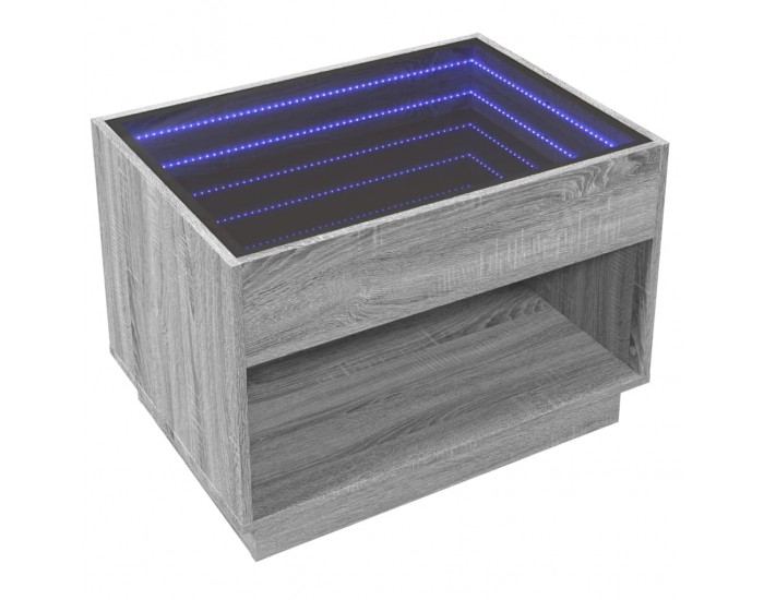 Sonata H Маса за кафе с Infinity LED, сив сонома, 70x50x50 см