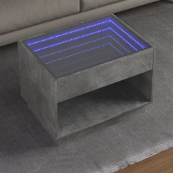 Sonata H Маса за кафе с Infinity LED, бетонно сив, 70x50x50 см - Măsuțe de living