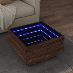 Sonata H Маса за кафе с LED, кафяв дъб, 50x50x30 см, инженерно дърво - Măsuțe de living