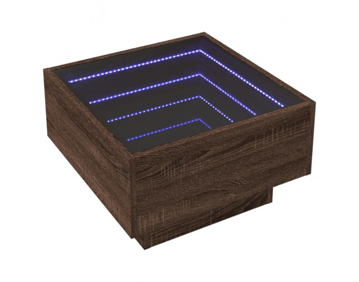 Sonata H Маса за кафе с LED, кафяв дъб, 50x50x30 см, инженерно дърво