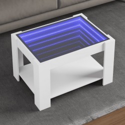 Sonata H Маса за кафе с LED, бяла, 73x53x45 см, инженерно дърво - Măsuțe de living