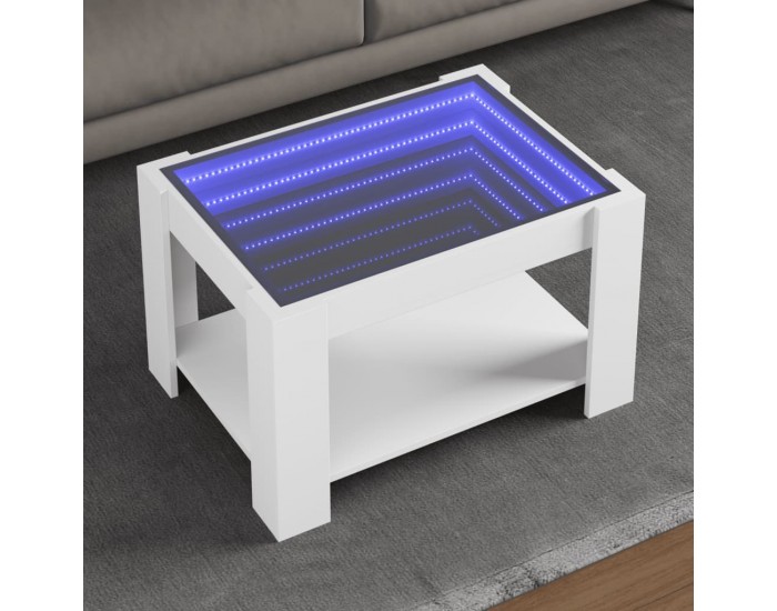 Sonata H Маса за кафе с LED, бяла, 73x53x45 см, инженерно дърво