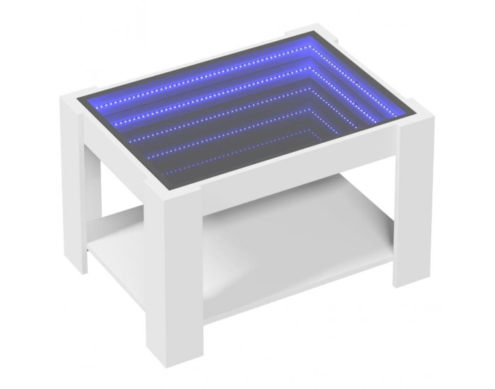 Sonata H Маса за кафе с LED, бяла, 73x53x45 см, инженерно дърво