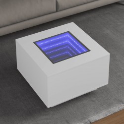 Sonata H Маса за кафе с LED, бяла, 60x60x40 см, инженерно дърво - Măsuțe de living