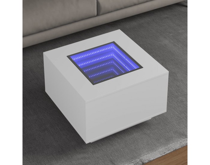 Sonata H Маса за кафе с LED, бяла, 60x60x40 см, инженерно дърво
