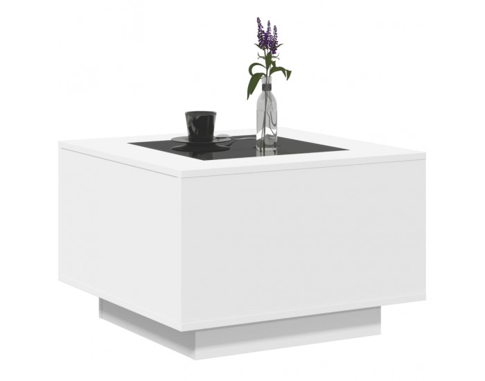 Sonata H Маса за кафе с LED, бяла, 60x60x40 см, инженерно дърво