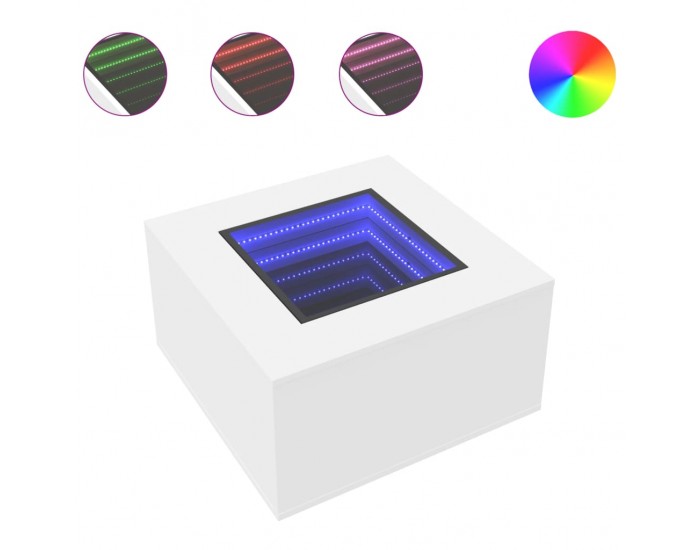 Sonata H Маса за кафе с LED, бяла, 60x60x40 см, инженерно дърво