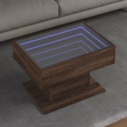 Sonata H Маса за кафе с LED, кафяв дъб, 70x50x45 см, инженерно дърво - Măsuțe de living
