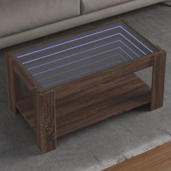 Sonata H Маса за кафе с LED, кафяв дъб, 93x53x45 см, инженерно дърво - Măsuțe de living