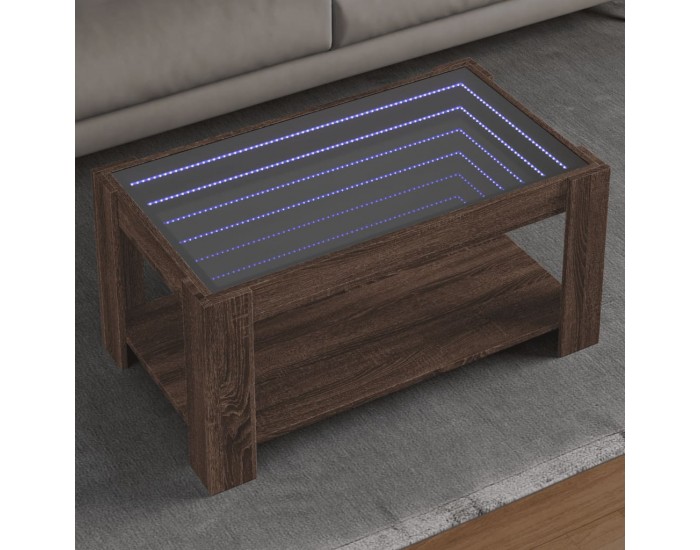 Sonata H Маса за кафе с LED, кафяв дъб, 93x53x45 см, инженерно дърво