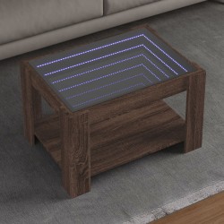 Sonata H Маса за кафе с LED, кафяв дъб, 73x53x45 см, инженерно дърво - Măsuțe de living