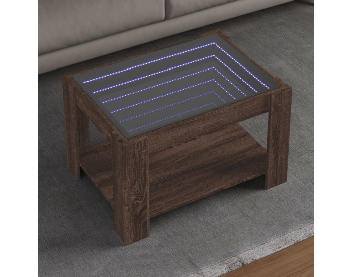 Sonata H Маса за кафе с LED, кафяв дъб, 73x53x45 см, инженерно дърво