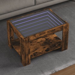 Sonata H Маса за кафе с LED, опушен дъб, 73x53x45 см, инженерно дърво - Măsuțe de living