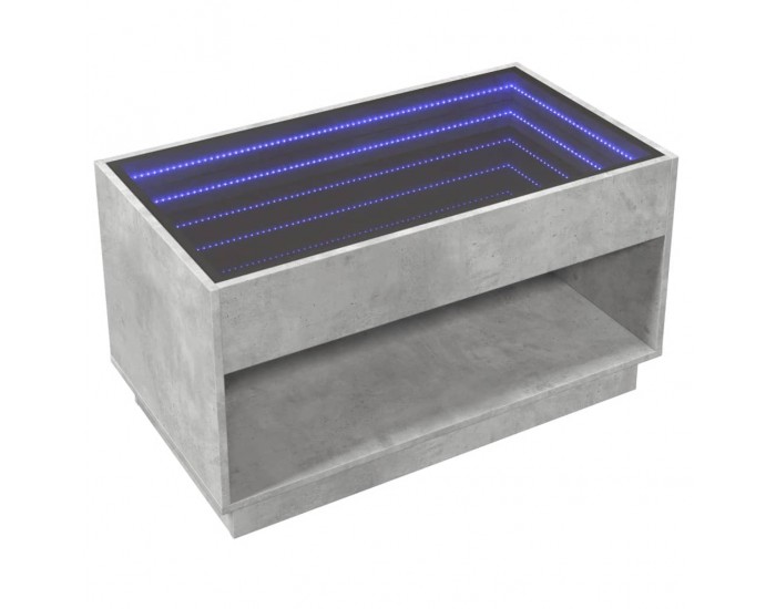 Sonata H Маса за кафе с Infinity LED, бетонно сива, 90x50x50 см