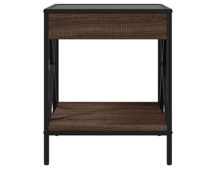 Sonata H Маса за кафе с Infinity LED, кафяв дъб, 40x40x49 см
