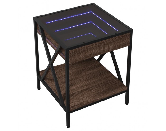 Sonata H Маса за кафе с Infinity LED, кафяв дъб, 40x40x49 см