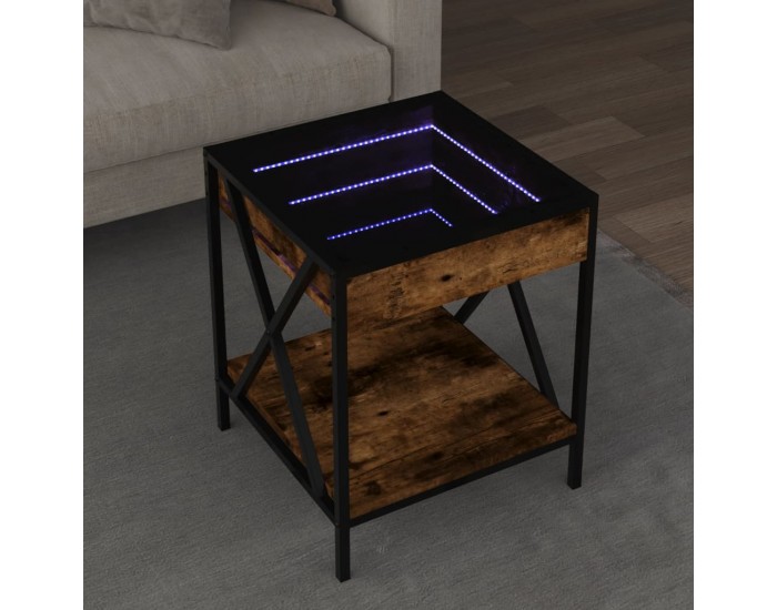 Sonata H Маса за кафе с Infinity LED, опушен дъб, 40x40x49 см