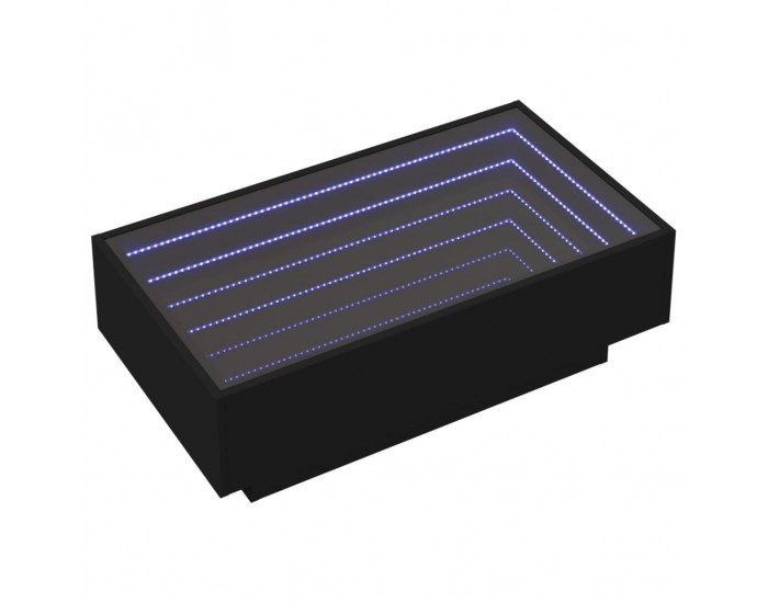 Sonata H Маса за кафе с LED, черна, 90x50x30 см, инженерно дърво