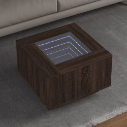 Sonata H Маса за кафе с LED, кафяв дъб, 60x60x40 см, инженерно дърво - Măsuțe de living