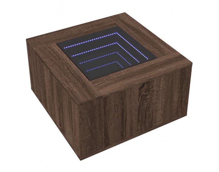 Sonata H Маса за кафе с LED, кафяв дъб, 60x60x40 см, инженерно дърво