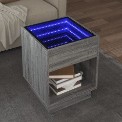 Sonata H Маса за кафе с Infinity LED, сив сонома, 40x40x50 см - Măsuțe de living