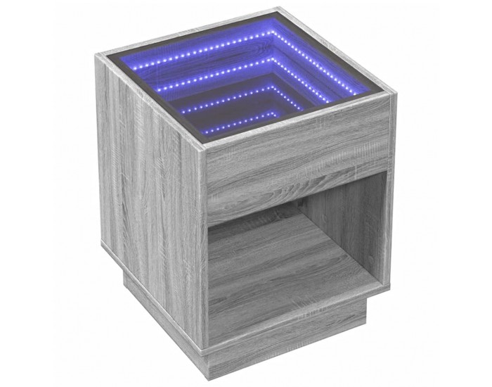 Sonata H Маса за кафе с Infinity LED, сив сонома, 40x40x50 см