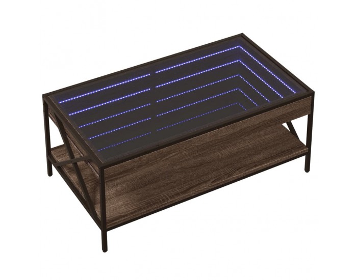 Sonata H Маса за кафе с Infinity LED, кафяв дъб, 90x50x38 см