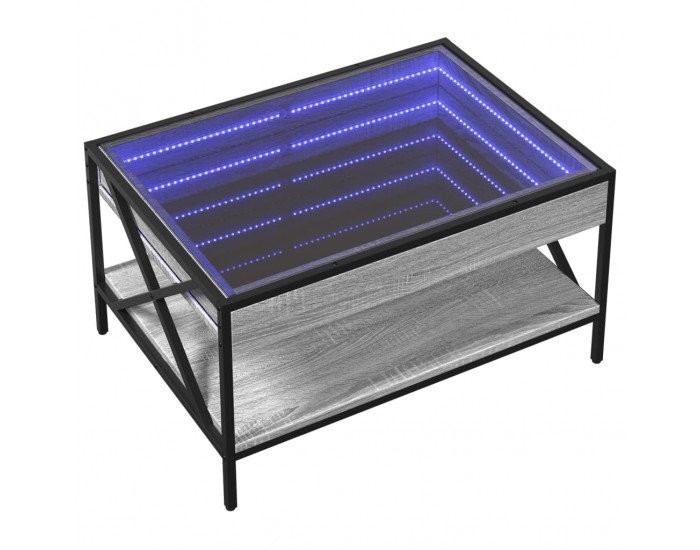 Sonata H Маса за кафе с Infinity LED, сив сонома, 70x50x38 см