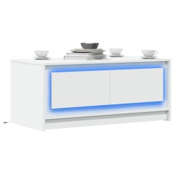 Sonata H Маса за кафе с LED осветление, бяла, инженерно дърво - Măsuțe de living