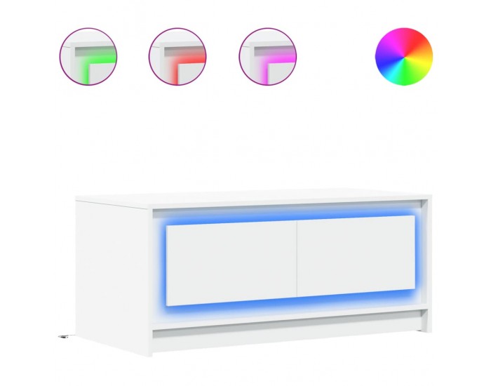 Sonata H Маса за кафе с LED осветление, бяла, инженерно дърво