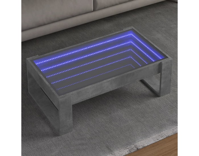 Sonata H Маса за кафе с Infinity LED, бетонно сив, 90x53x30 см