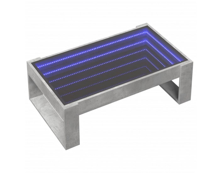 Sonata H Маса за кафе с Infinity LED, бетонно сив, 90x53x30 см