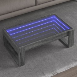 Sonata H Маса за кафе с Infinity LED, сив сонома, 90x53x30 см - Măsuțe de living