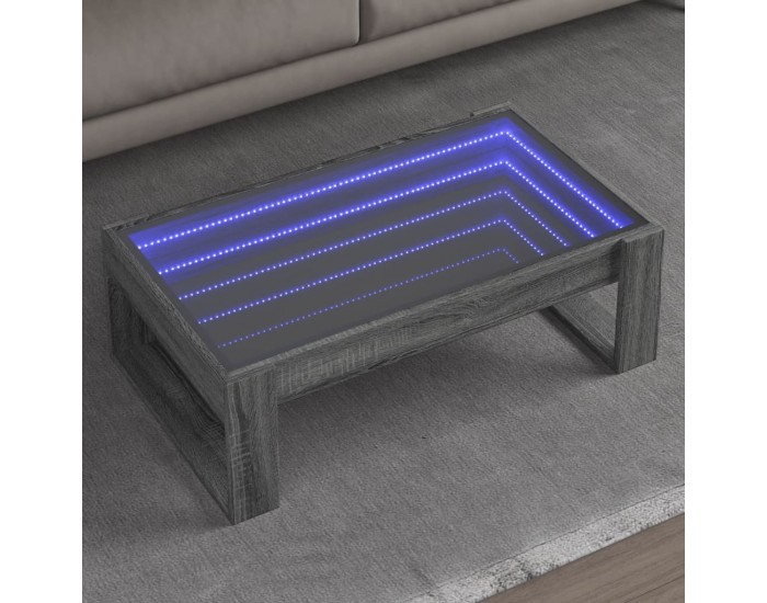 Sonata H Маса за кафе с Infinity LED, сив сонома, 90x53x30 см