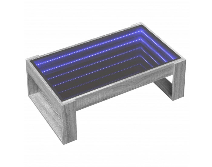 Sonata H Маса за кафе с Infinity LED, сив сонома, 90x53x30 см
