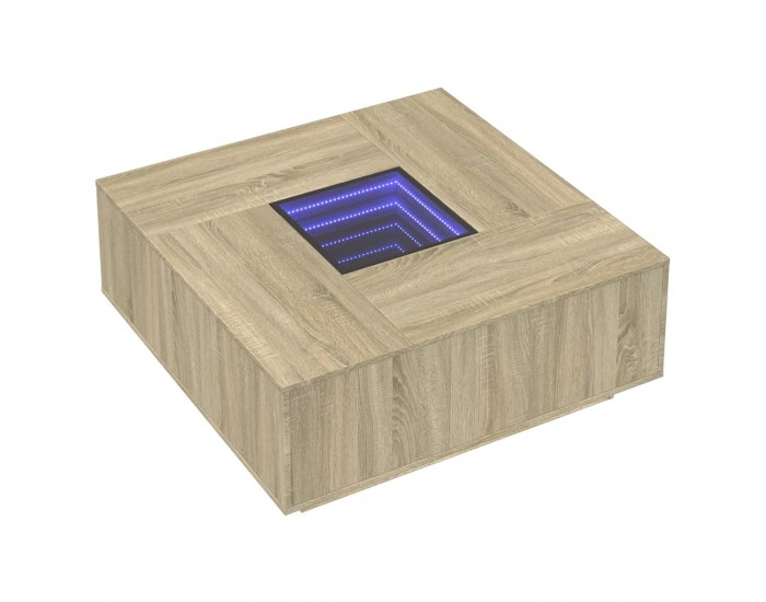 Sonata H Маса за кафе с Infinity LED, сонома дъб, 100x100x40 см