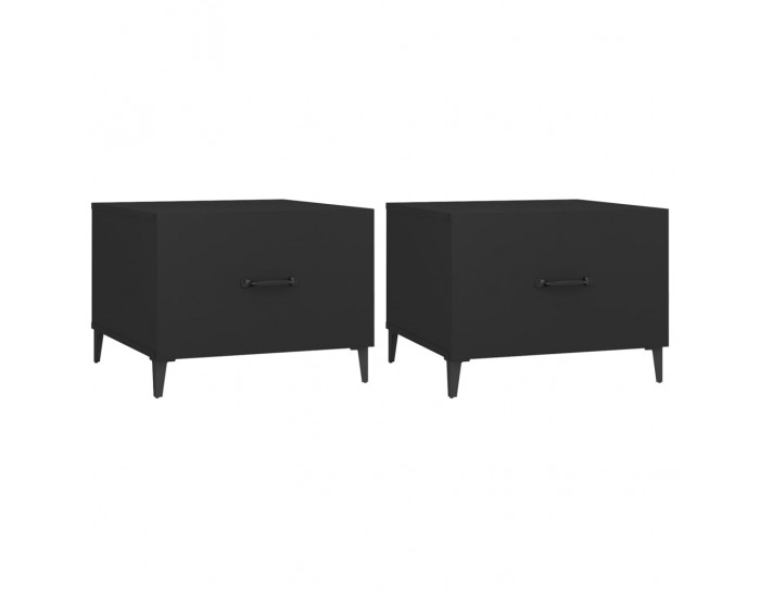 Sonata H Маса за кафе с метални крака 2 бр кафяв дъб 50x50x40 см