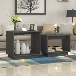 Sonata H Стифиращи масички за кафе, 2 бр, сиви, бор масив - Măsuțe de living