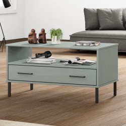 Sonata H Кафе маса с метални крака сива 85x50x45 см масивно дърво OSLO - Mese