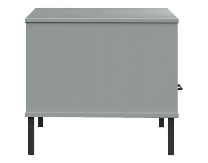 Sonata H Кафе маса с метални крака сива 85x50x45 см масивно дърво OSLO