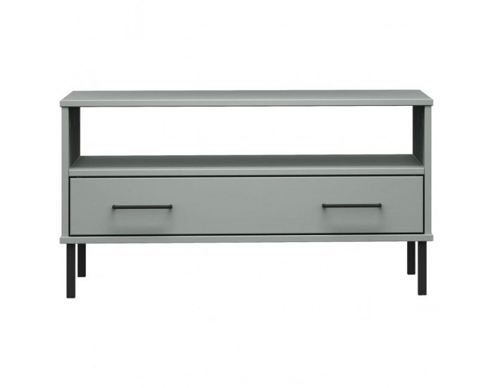 Sonata H Кафе маса с метални крака сива 85x50x45 см масивно дърво OSLO
