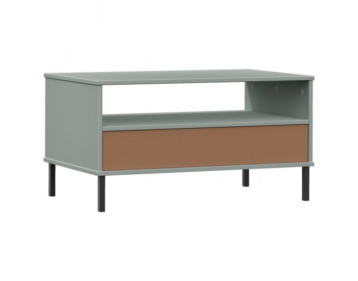 Sonata H Кафе маса с метални крака сива 85x50x45 см масивно дърво OSLO