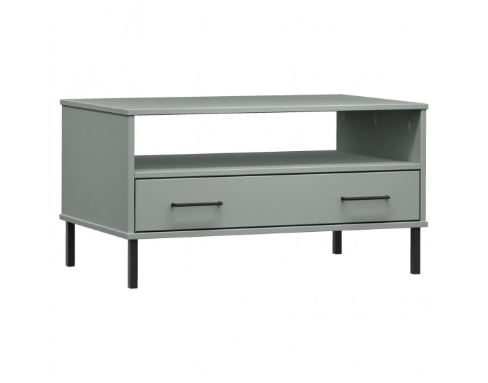 Sonata H Кафе маса с метални крака сива 85x50x45 см масивно дърво OSLO